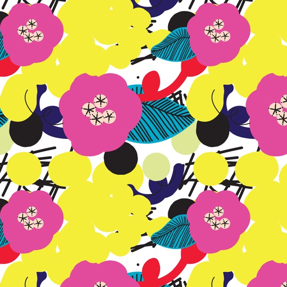 Cheery fabric, floral happy fabric, pink fabric, live colorful, digital fabrics