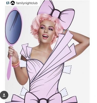 Paperdoll_dress_fashion_marketing_event_fabric_printing_promotional_familynightclub_pink_doll_babypink