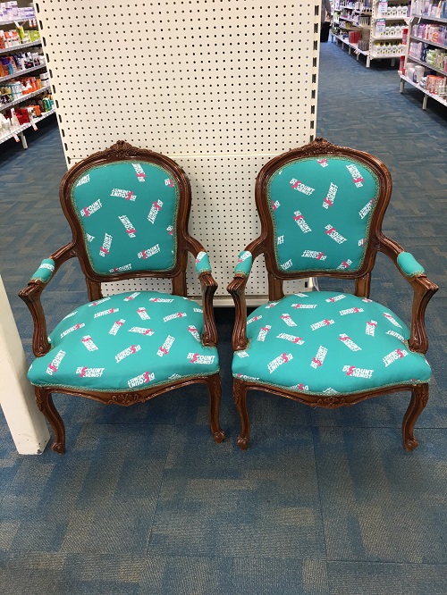 discount_chemist_chairs_logo_upholstery_printing_interior_design_turqouise_pink_pharmacy_identity