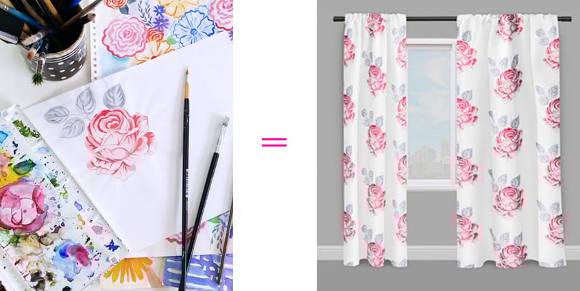 handpainted curtains_how to make your own curtains_curtains with roses