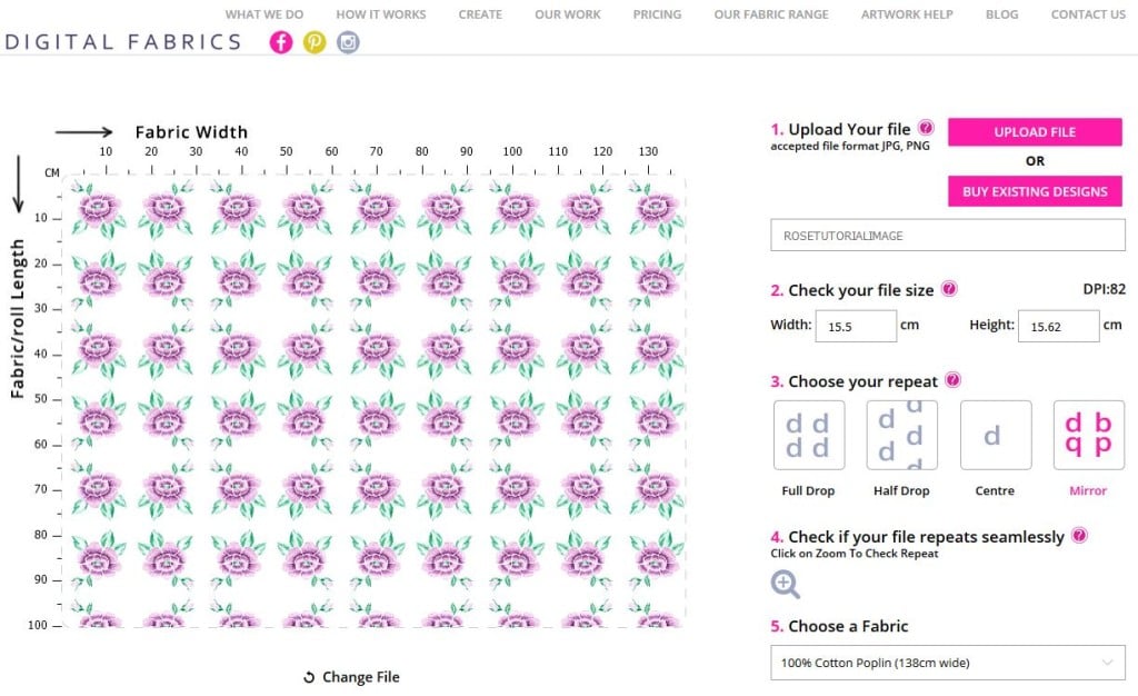 how to make a repeat patern_how to print fabric_rose fabric design_9