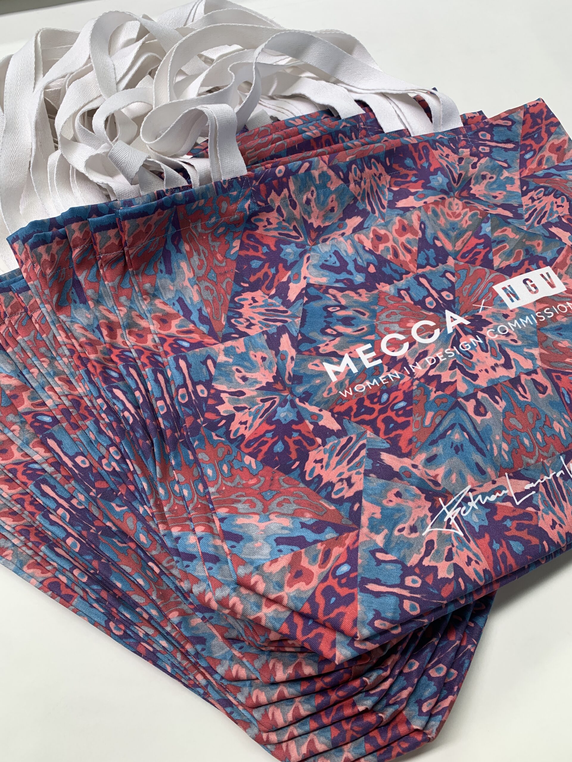 MECCA + NGV Custom printed and made tote bags
