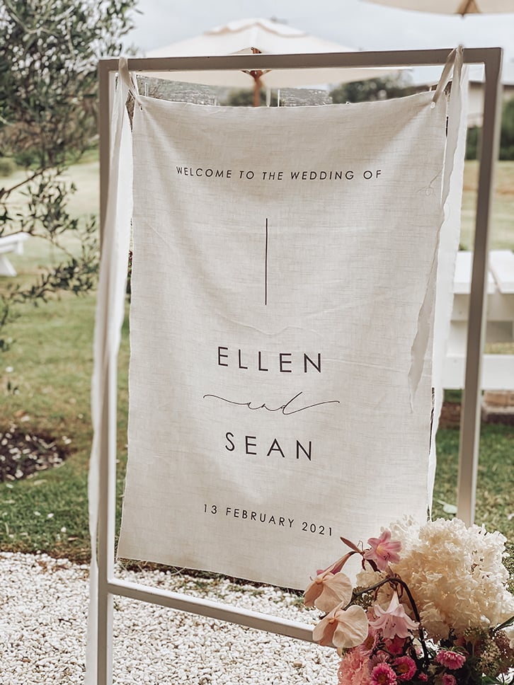 Photo by My Creative Space Bespoke Textile Wedding Signage- Digital Fabrics