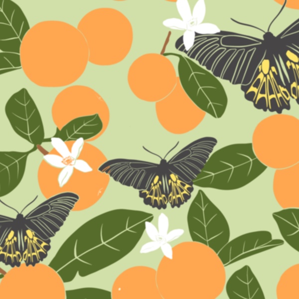 designer fabric_digital fabrics_Cirilyn_Oranges and Butterflies_DesignsbyCirilyn.jpg