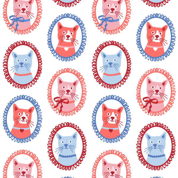 designer fabric_digital fabrics_Sina OKeeffe Design_Coquette cat portraits pastel bows and frills_website.jpg