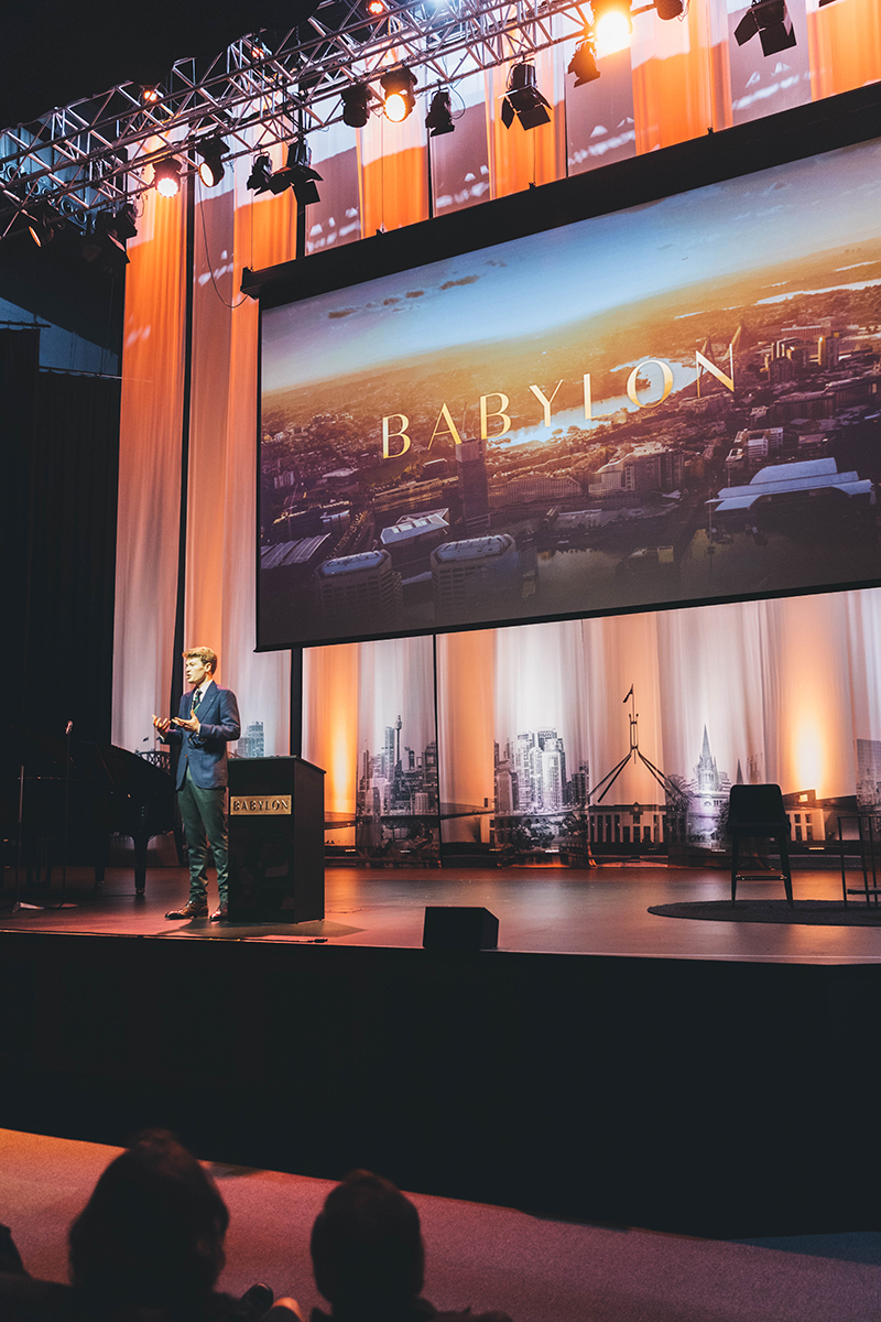 Sublimation printing for backdrop stage curtains at Sydney event