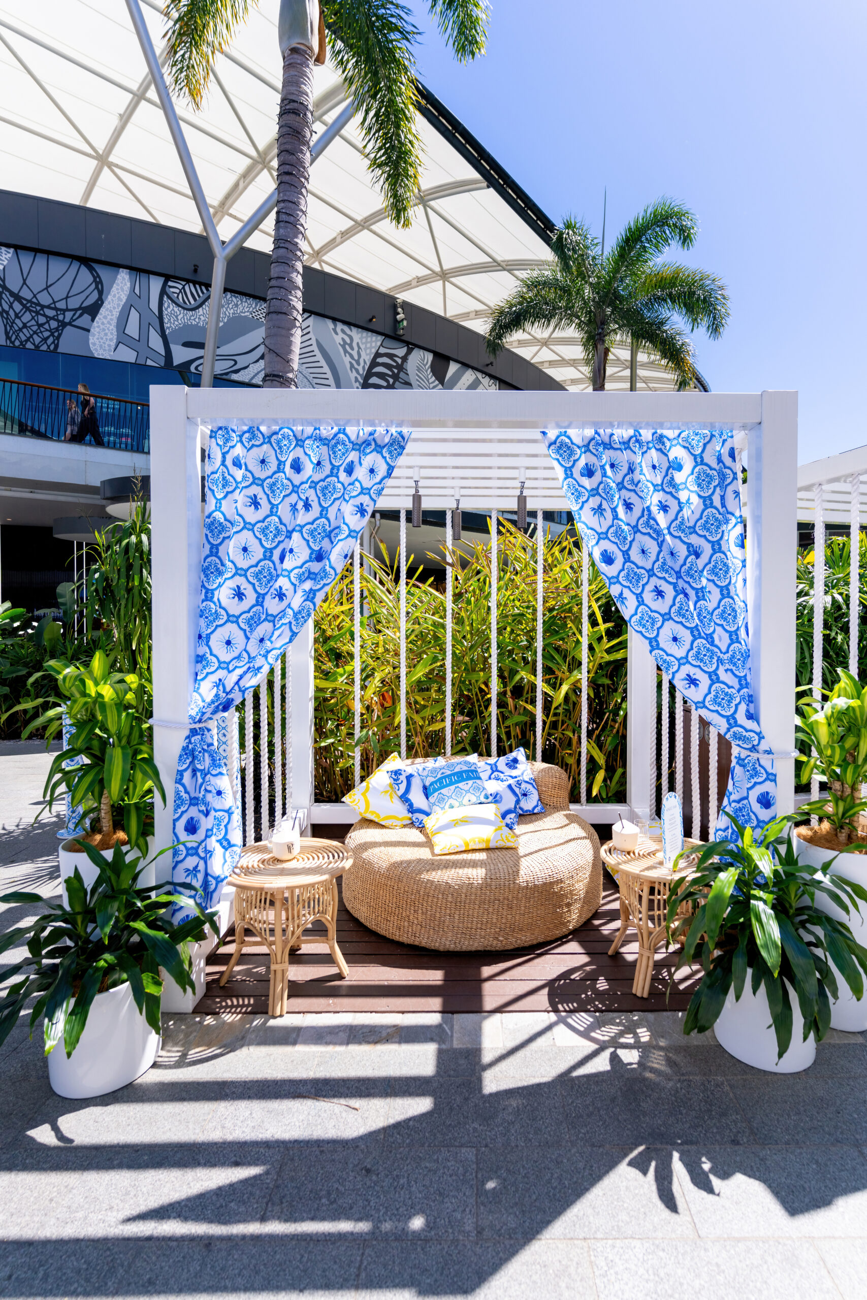 Outdor fabric digitaly printed with custom design for a retail event Australia